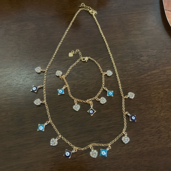 Necklace and bracelet evil eye set - Picture 3 of 3